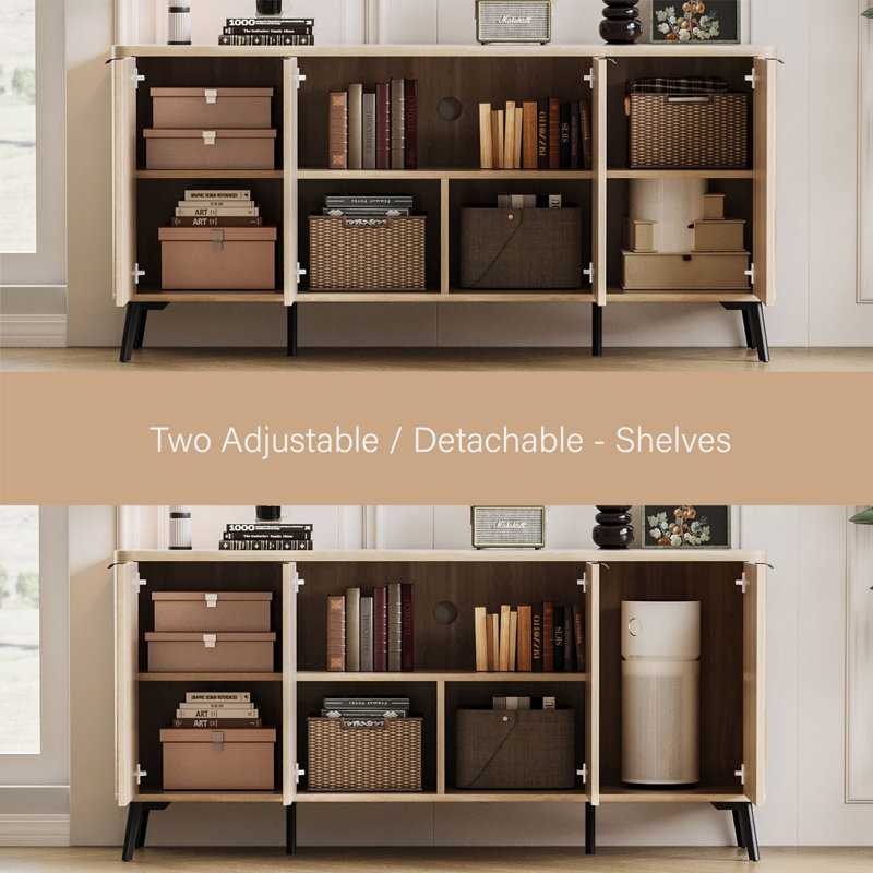 62.9" Flute Sideboard Cabinet with Adjustable Shelf