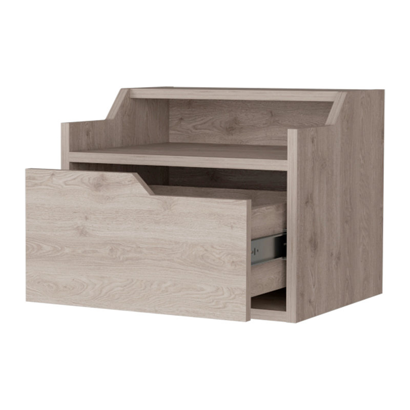 Table de chevet flottante avec tiroir et double tablette Florence, Gris