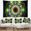 Motif fractal vert abstrait avec cercles tapisserie-28494373