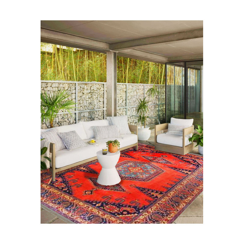 Tapis décoratif tissé à la machine et à motif orange, Tapis de couloir 3 pi 3 po x 6 pi 7 po