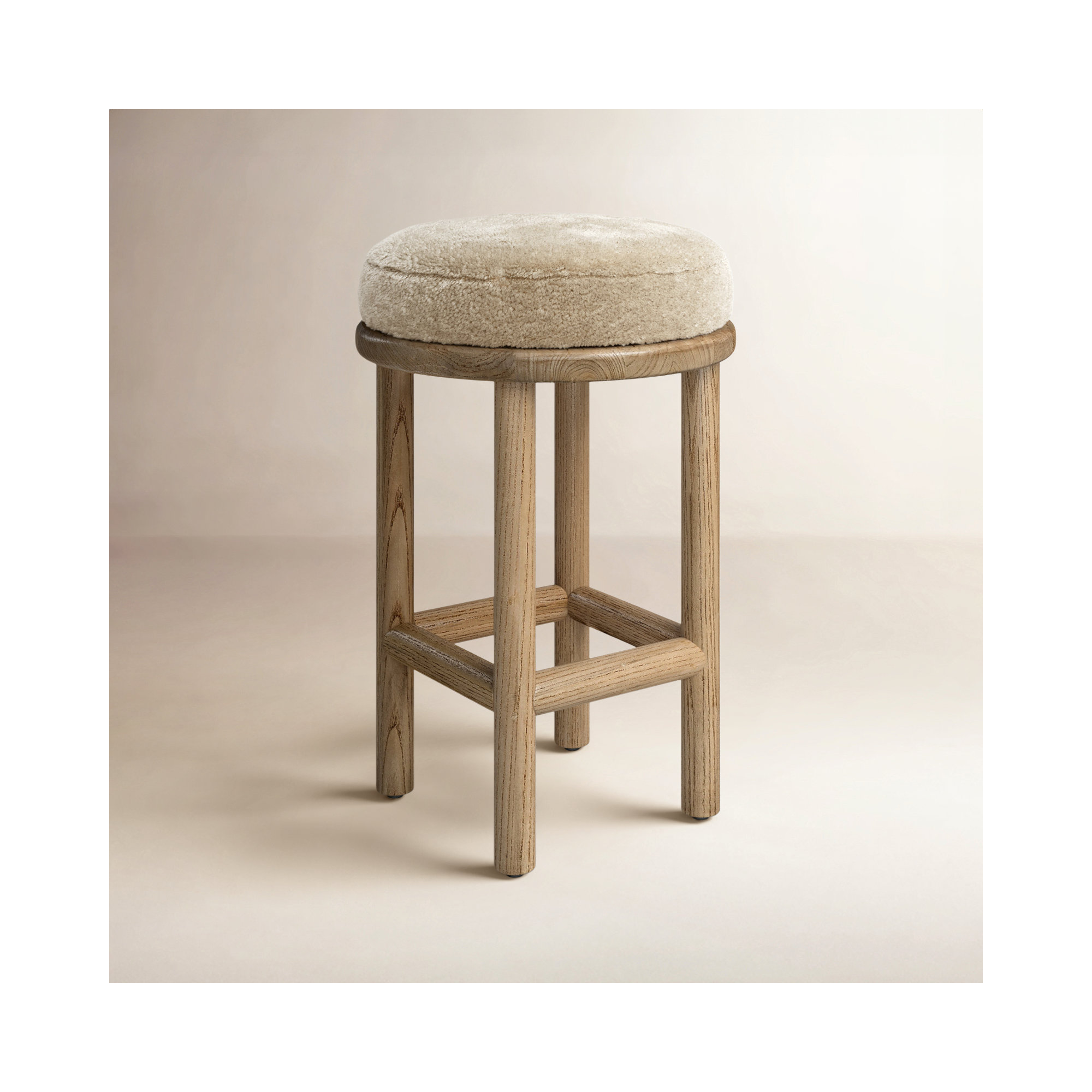 Ceridwen Stool, Natural, Soft Beige, Counter Stool (26" Seat Height)