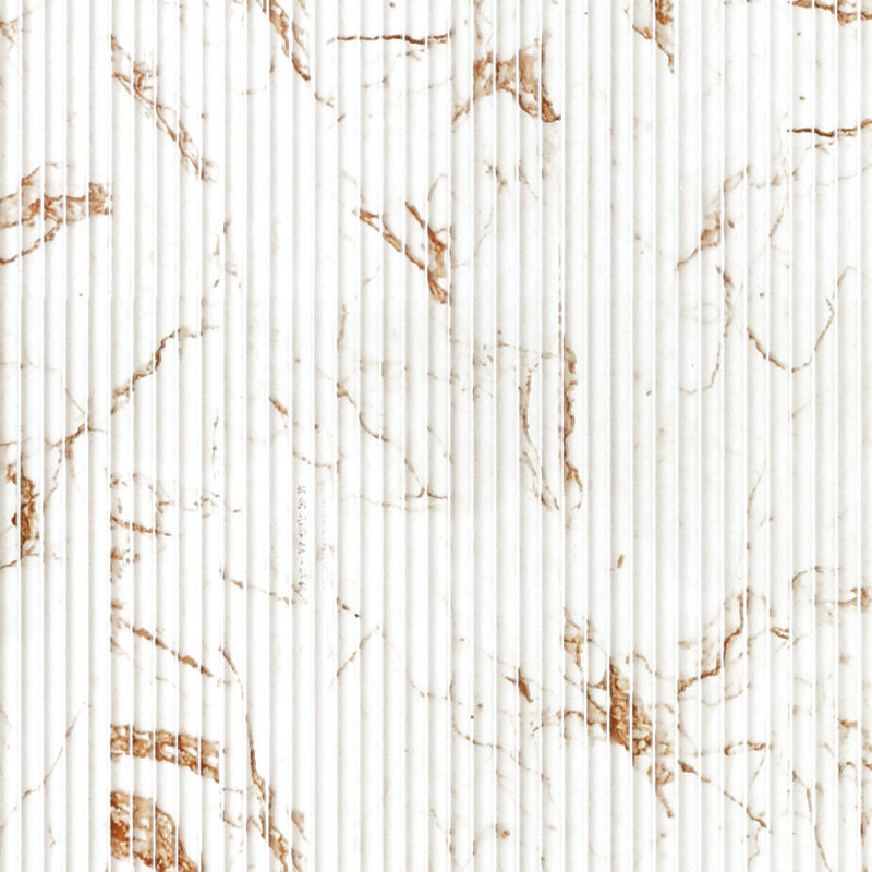 Mini-lattes arrondies à lattes de bois en polystyrène de L 94,5 po x l 12 po x P 0,25 po, Marbre Calacatta