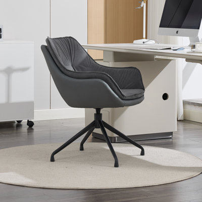 Fauteuil de bureau bas en similicuir - 71 x 71 x 81 cm - Similicuir - 1 pièce - Fauteuil de bureau - Brun - Pivotant à 360° avec base à retour automatique