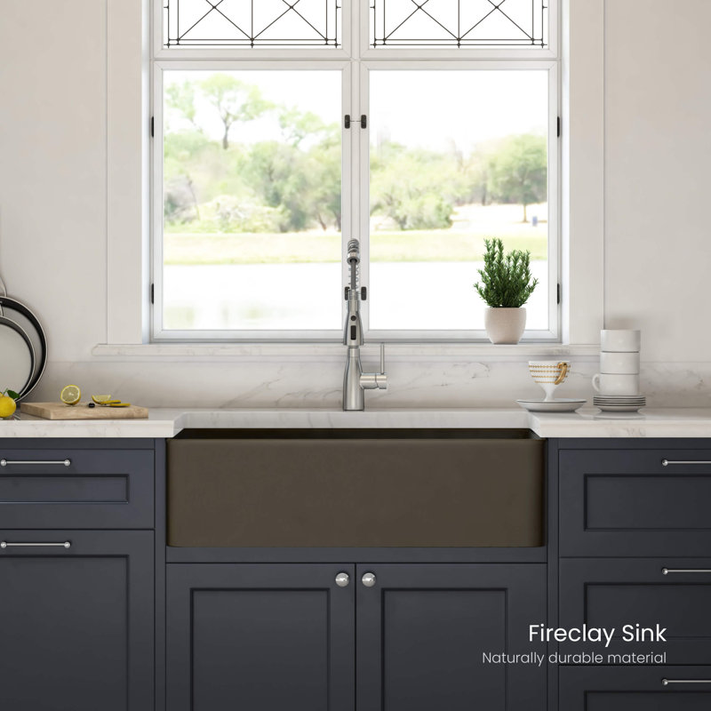 36" Matte Black Fireclay Apron Front Farmhouse Kitchen Sink