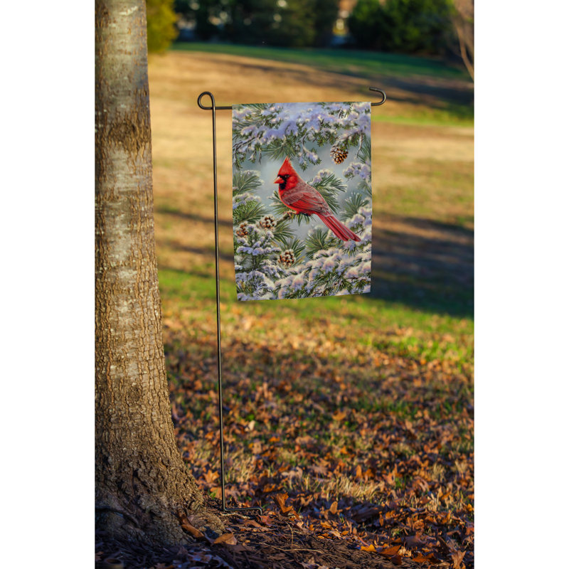 Drapeau de jardin en polyester 18 x 13 po Eustatius Snowy Cardinal