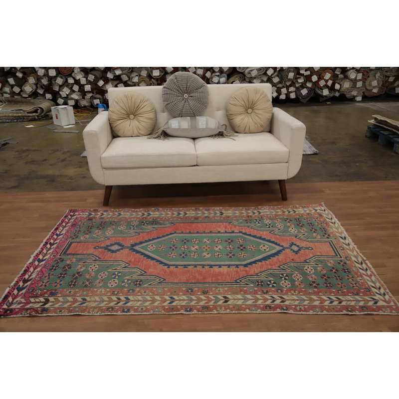 Tapis traditionnel rétro géométrique 4 x 7