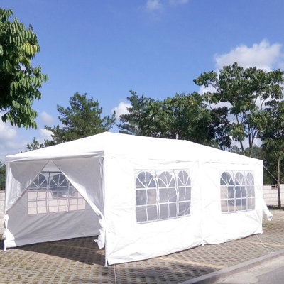 Tente de fête extérieure 10 pi x 20 pi avec 6 parois latérales amovibles et revêtement isolant