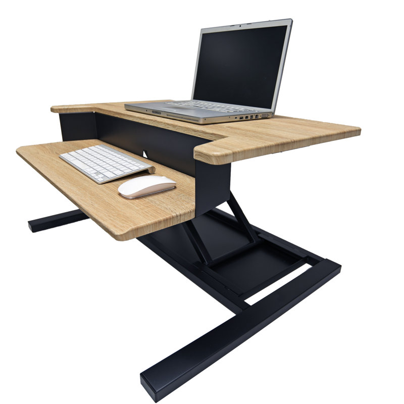 Convertisseur de bureau pour travailler debout West Wick, Chêne blanc / gris anthracite
