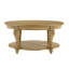 Table basse ovale en bois de 42 po pour le salon, table basse en bois à 2 niveaux avec tablette de rangement ouverte, assemblage facile, naturel antique