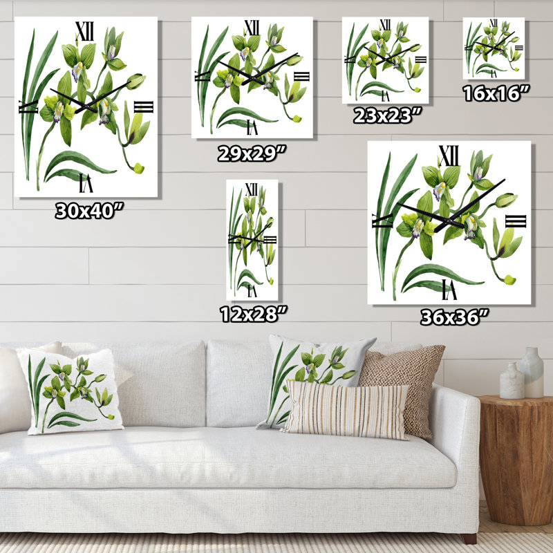 Orchidée verte - Horloge murale traditionnelle, Petit