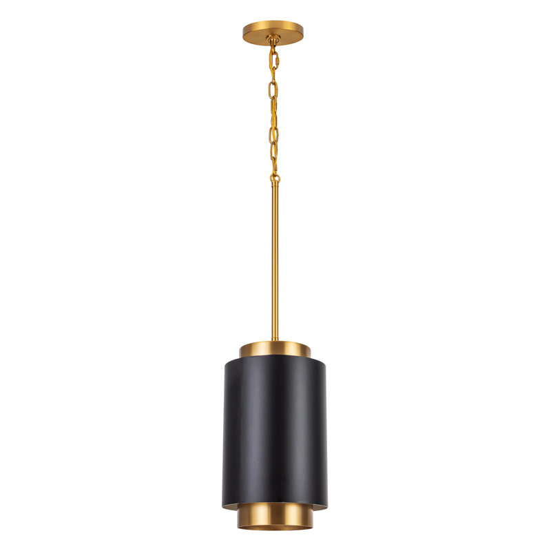 Luminaire suspendu cylindrique 1 lumière Ingrid, Noir