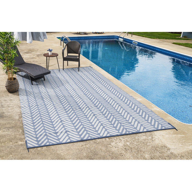 Tapis d'extérieur à chevrons géométriques Herringbone Geo, Rectangle 4pi x 6 pi
