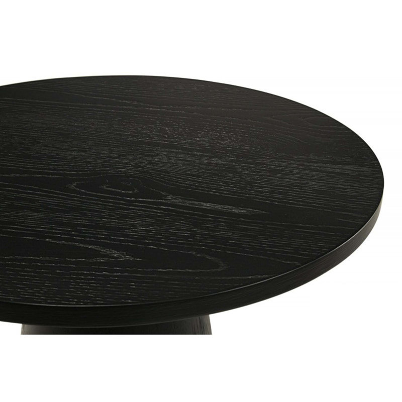 29 po Table basse ronde en bois pour salon moderne avec base à piédestal, Noir