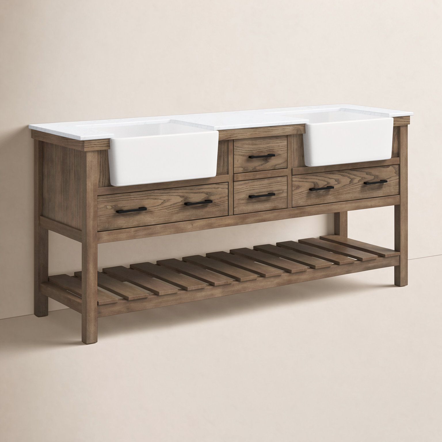 Pelaghia 72'' Double Bathroom Vanity, Driftwood