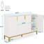 Buffet 59,74 "de luxe blanc et or avec rangement et portes géométriques-826357363