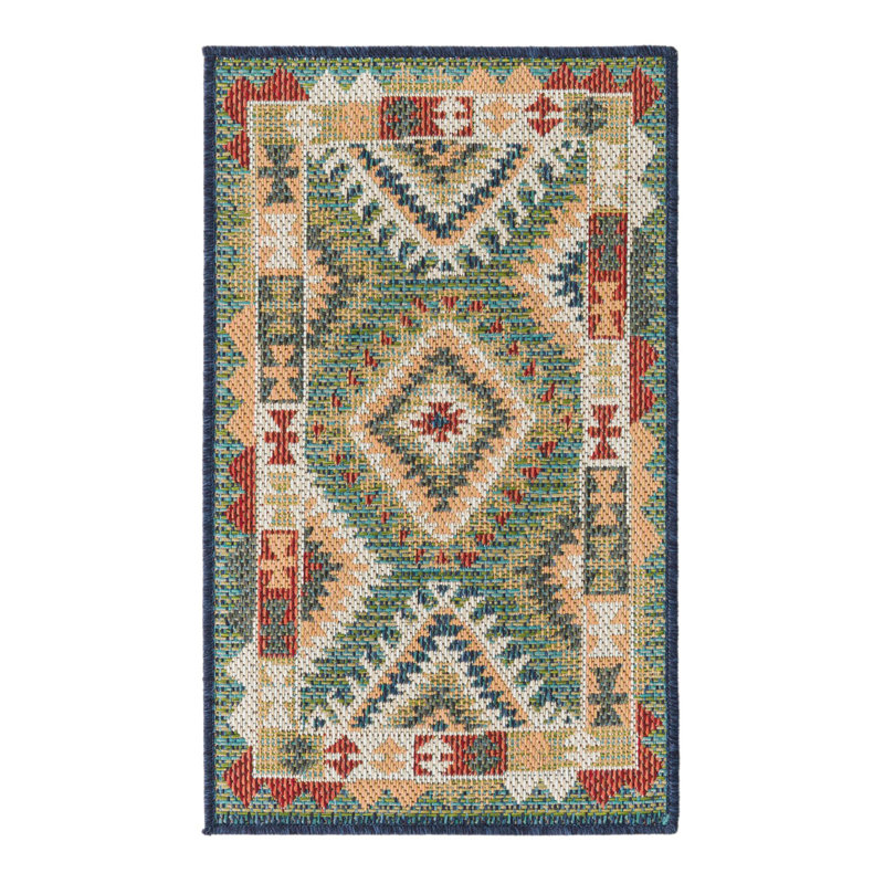 Tapis intérieur / extérieur vert / rouge / beige Brockton, Rectangle 2 pi x 3 pi