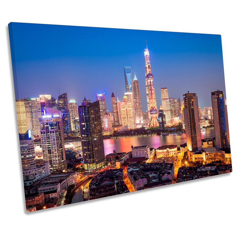Shanghai City Skyline - Wrapped Canvas Art Prints, 91.4cm H x 137.2cm W x 4cm D