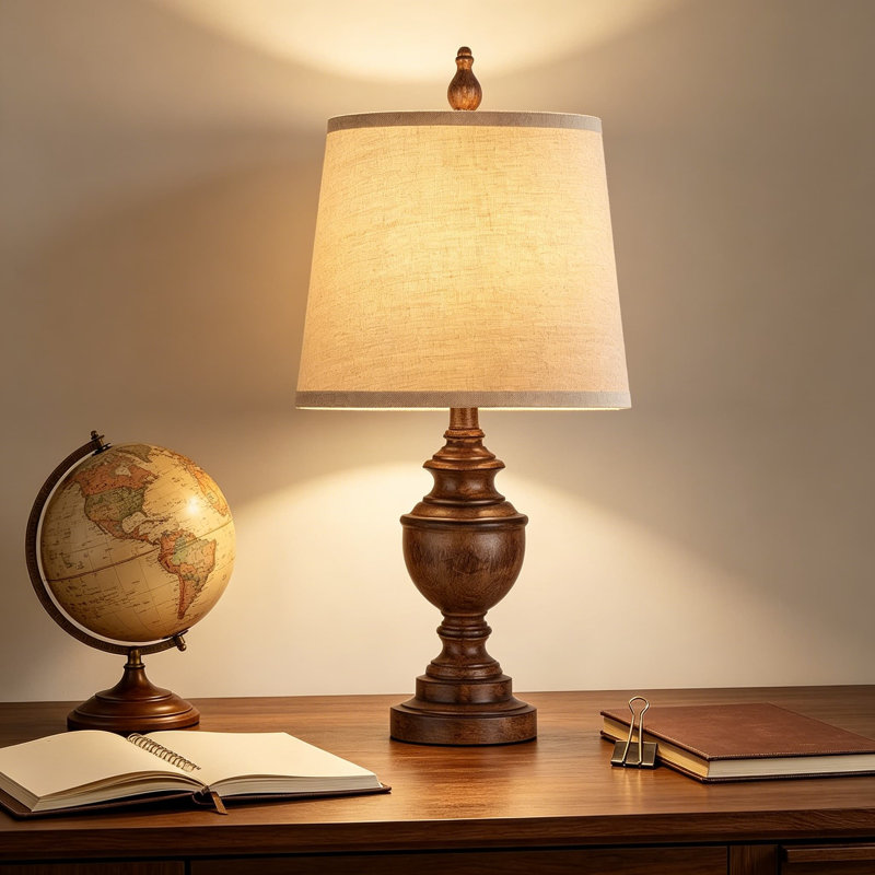 Ensemble de 2 lampes de table rétro, lampes de chevet de ferme avec abat-jour en lin blanc, lampes de table de chevet rustiques rétro pour le décor de la chambre à coucher et du salon