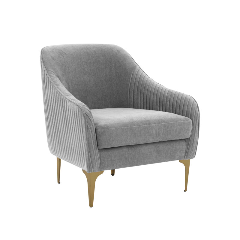 Seabrook Upholstered Accent Chair, Velours gris velours