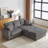 84Inch Corduroy 3-Seater Sofa With 3 Back Pillows ,2 Toss Pillows , 2 Ottoman ,2 Footstool Storage And Cup-Holding Grooves Comfy Sofa- Deep Seat Couch For Living Room-2091453585