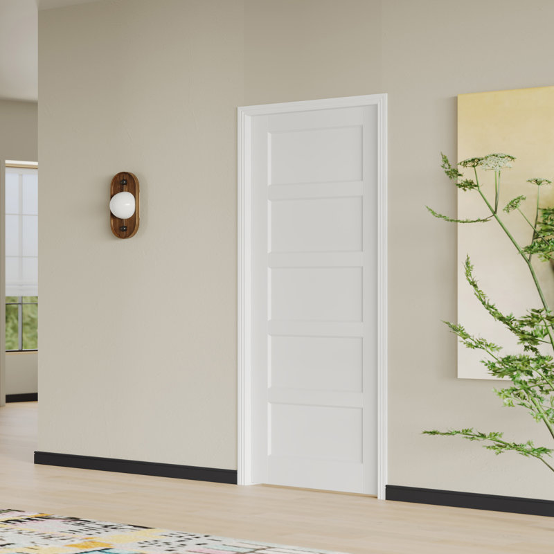 Porte intérieure double avec cadre assorti et porte de garde-manger intérieure en MDF blanc à 5 panneaux de style shaker, Oui