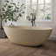 Baignoire autoportante en résine 65 po en pierre, baignoire en terrazzo, baignoire autoportante à surface solide avec drain et trop-plein encastré-133573657