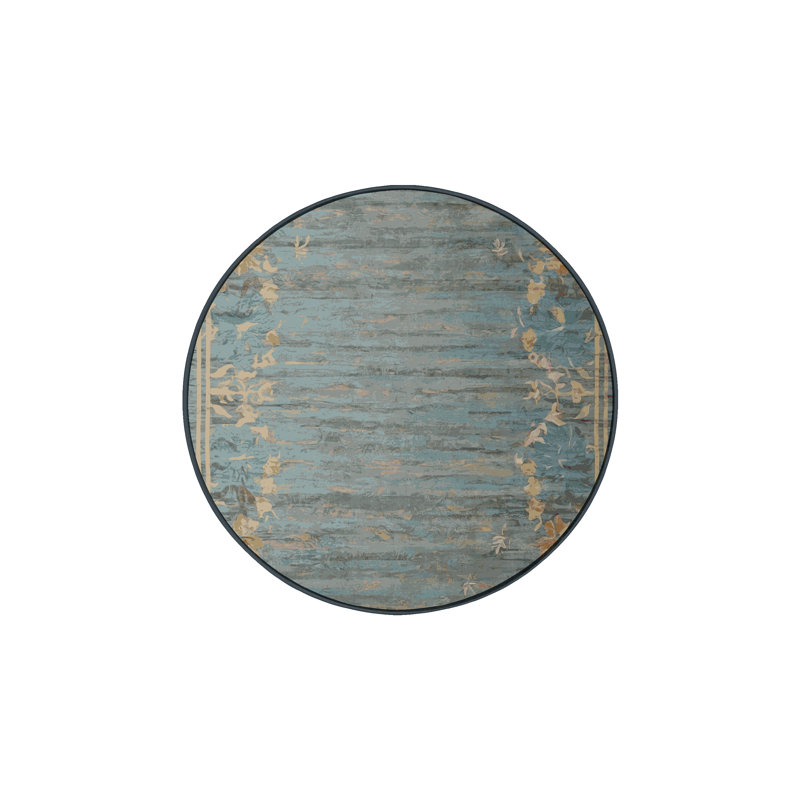 Machine Washable Gray Area Rug, Round 3'