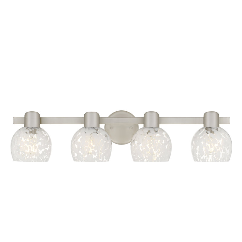 Layton 4-Light Brushed Nickel Vanity Light, 7.25" H x 30.5" W x 6.5" D, 4 Lights
