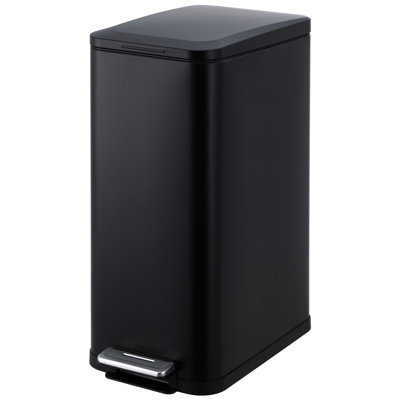13 Gallon/50L Slim Trash Can, Stainless Steel Garbage Can with Quiet Soft-Close Lid & Removable Inner Bucket
