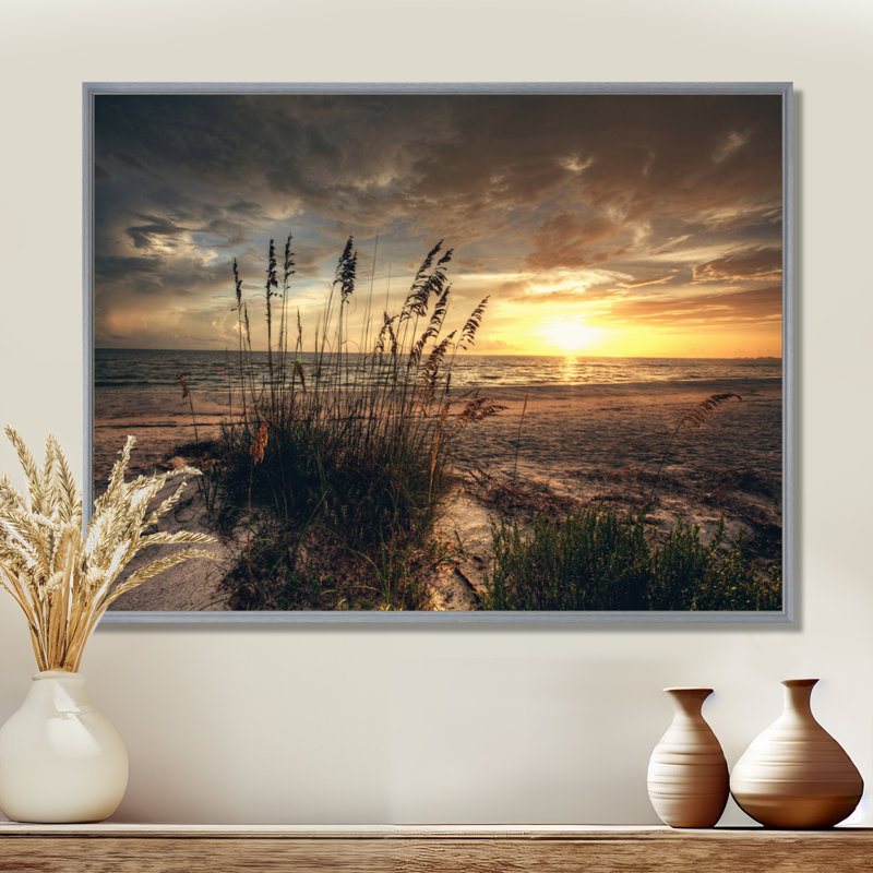 Plage, coucher de soleil, reproduction d'art sur toile, reproduction de photographie de paysage côtier, H 34 po x l 44 po