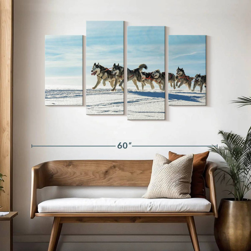 Brampt Winter Husky Sled Dogs, 32" H x 52" W
