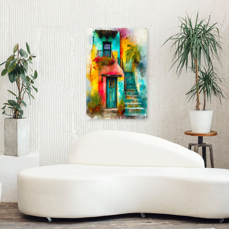 Art mural tropical coloré avec marches colorées, H 36 po x l 24 po