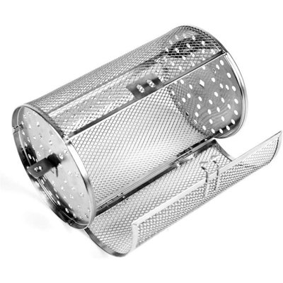 Rotisserie Basket 360° Rotating Stainless Steel For Air Fryer & Oven – Movable Door, Even Cooking For Chicken Wings, Veggies & Coffee Beans(4.61 * 7.01In)