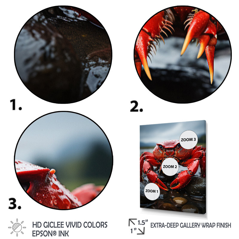 Yoonus " Vibrant Crayfish Portrait ", 44" H x 34" W, Black Floater Framed