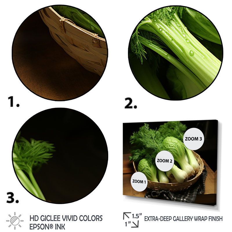 «Kitchen Fennel Herbs Fantasy 5 - Floral Herbs», art mural, Cadre de coin fermé argenté, H 30 po x l 40 po x P 1,5 po