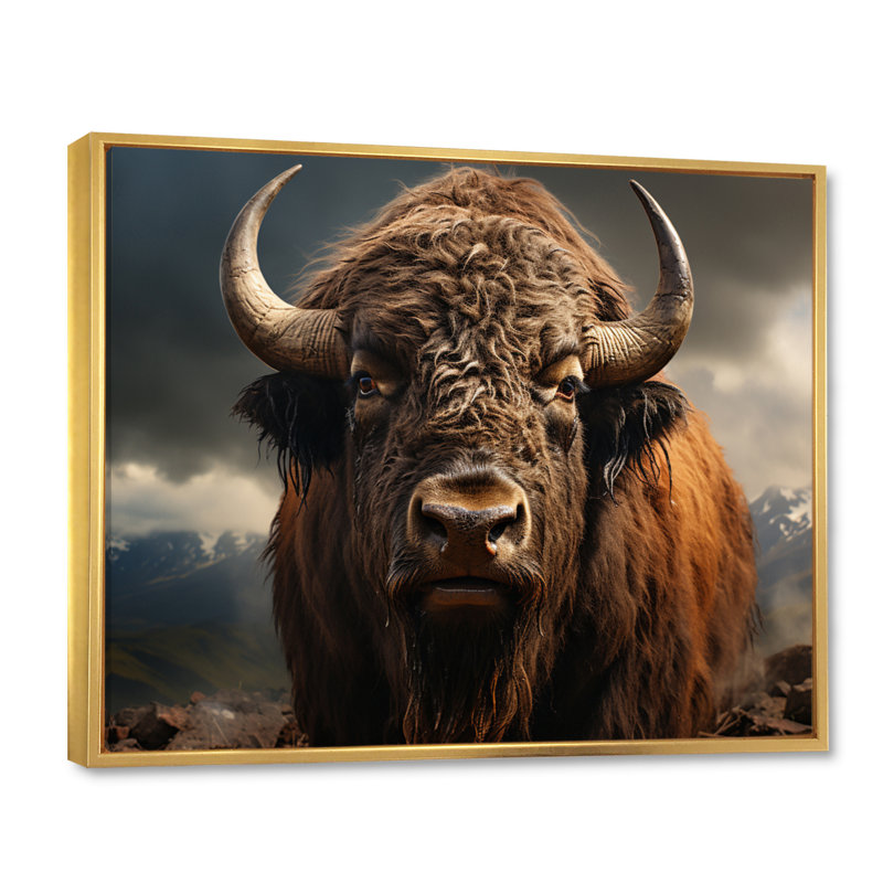 Buffalo Portrait - Bison Large, art mural, Doré, H 24 po x l 32 po x P 1 po