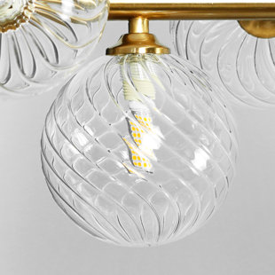 1Pcs Clear Striped Glass Bubble Shade