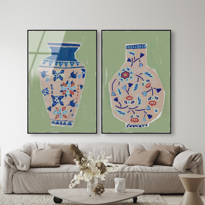 Heirloom Vase Set Set by Oliver Gal, 55" H x 37" W, Black Floater Frame