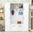 Wood Hall Tree with Side Cabinets, Adjustable Shelves, 5 Hooks and Bench-129945989