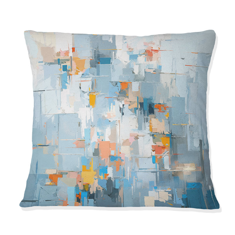 Coussin décoratif gris et orange emboîtable Perspectives IV - Cubism