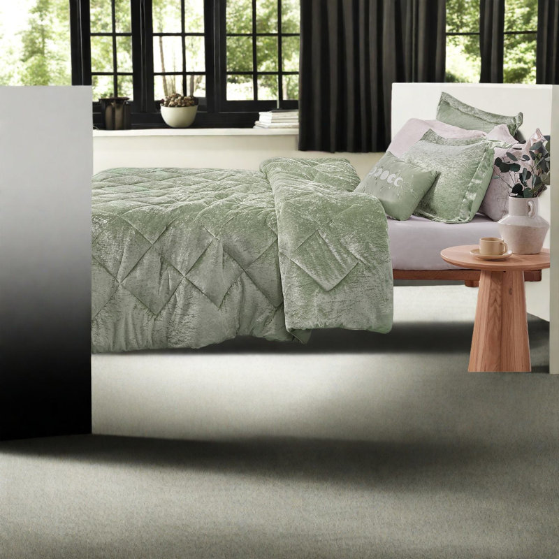 Ensemble de literie en velours luxueux, vert 3 pièces simple / simple TG, style moderne