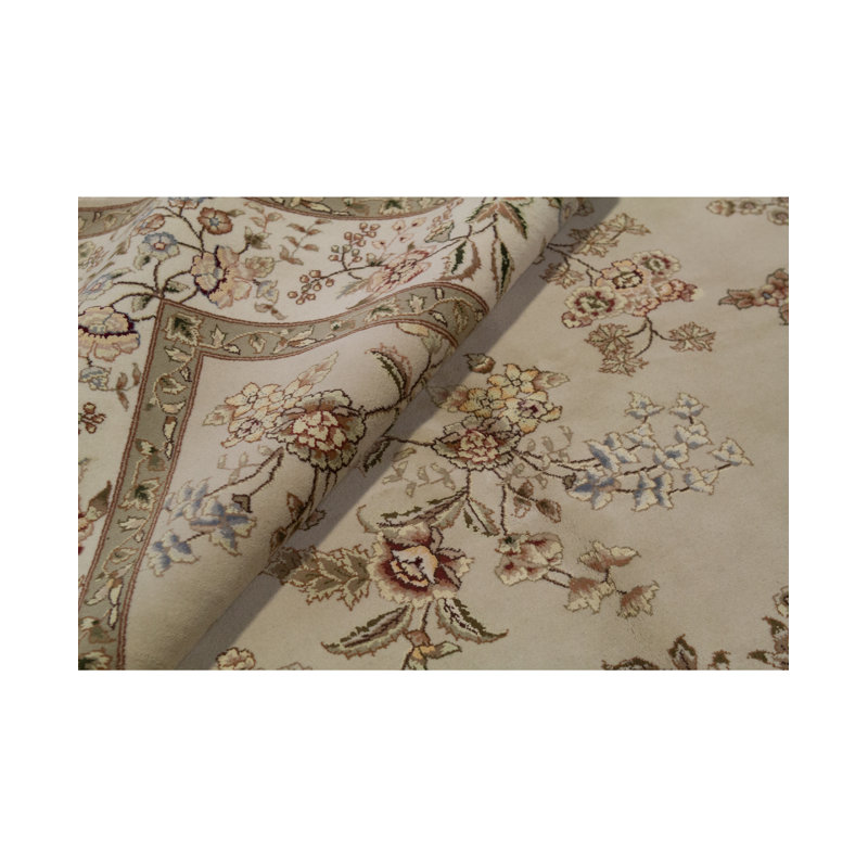 Tapis beige et ivoire de haute qualité noué à la main
