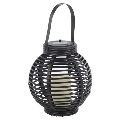 Warm White LED Solar Lantern Hanging Round/Cylindrical with Handle Garden Decor