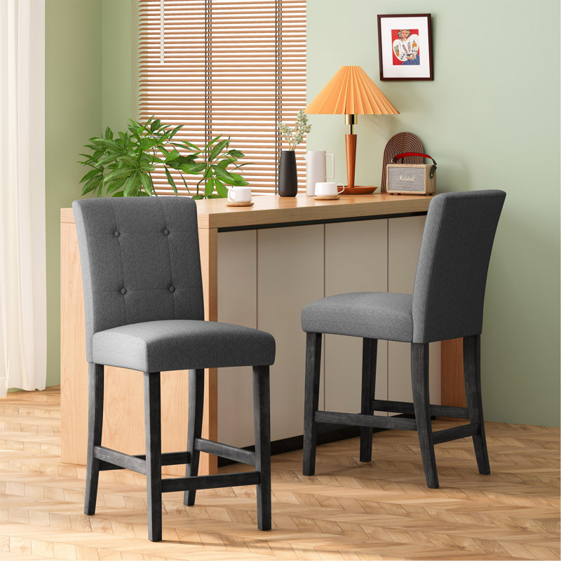 Ajeem Upholstered Counter Stool, Charcoal/Gray Frame