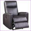 Fauteuil inclinable électrique moderne avec accoudoirs carrés, cuir fleur | Brun | Bois et métal