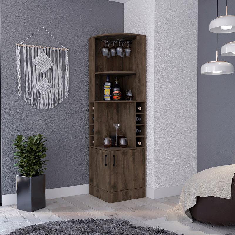 Armoire de bar 8 tablettes à 8 bouteilles, Brun