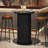 36.4" Tall Bar Table, Small Kitchen Cocktail Table, Sliding Door Round Fluted Base With Hidden Storage Space,For Small Space, Pub, Bistro, Living Room-362385024