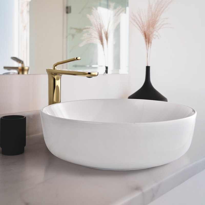 Tall Gold Brass Single Handle Bathroom Faucet