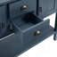 Console de 46 po en bois massif avec 2 tiroirs, armoires et tablette inférieure, armoire de rangement de style rétro pour salle à manger (bleu marine)-1202441450