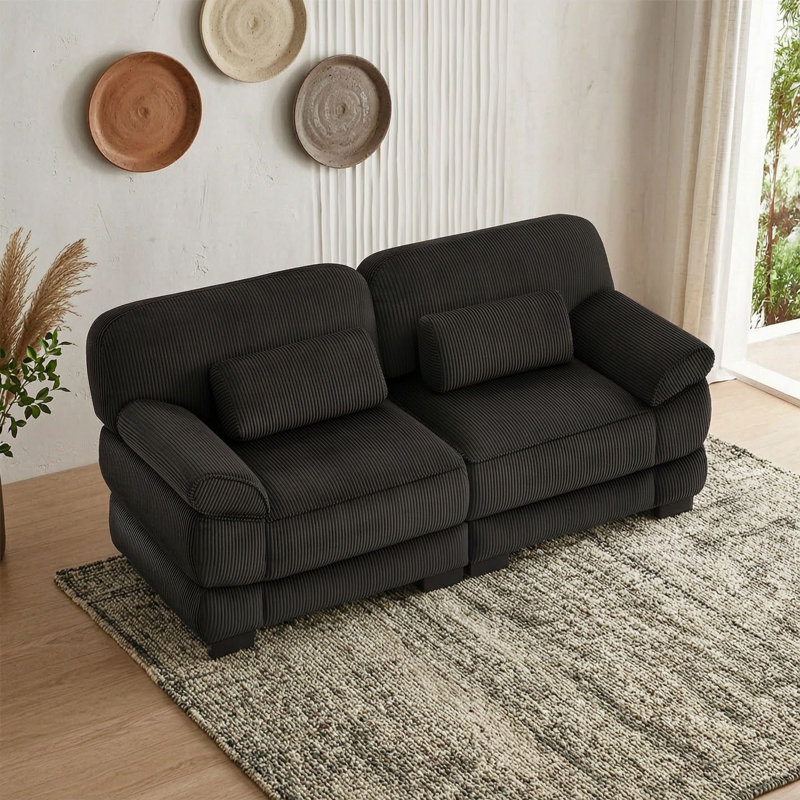 Causeuse avec coussins de siège et coussins, Noir